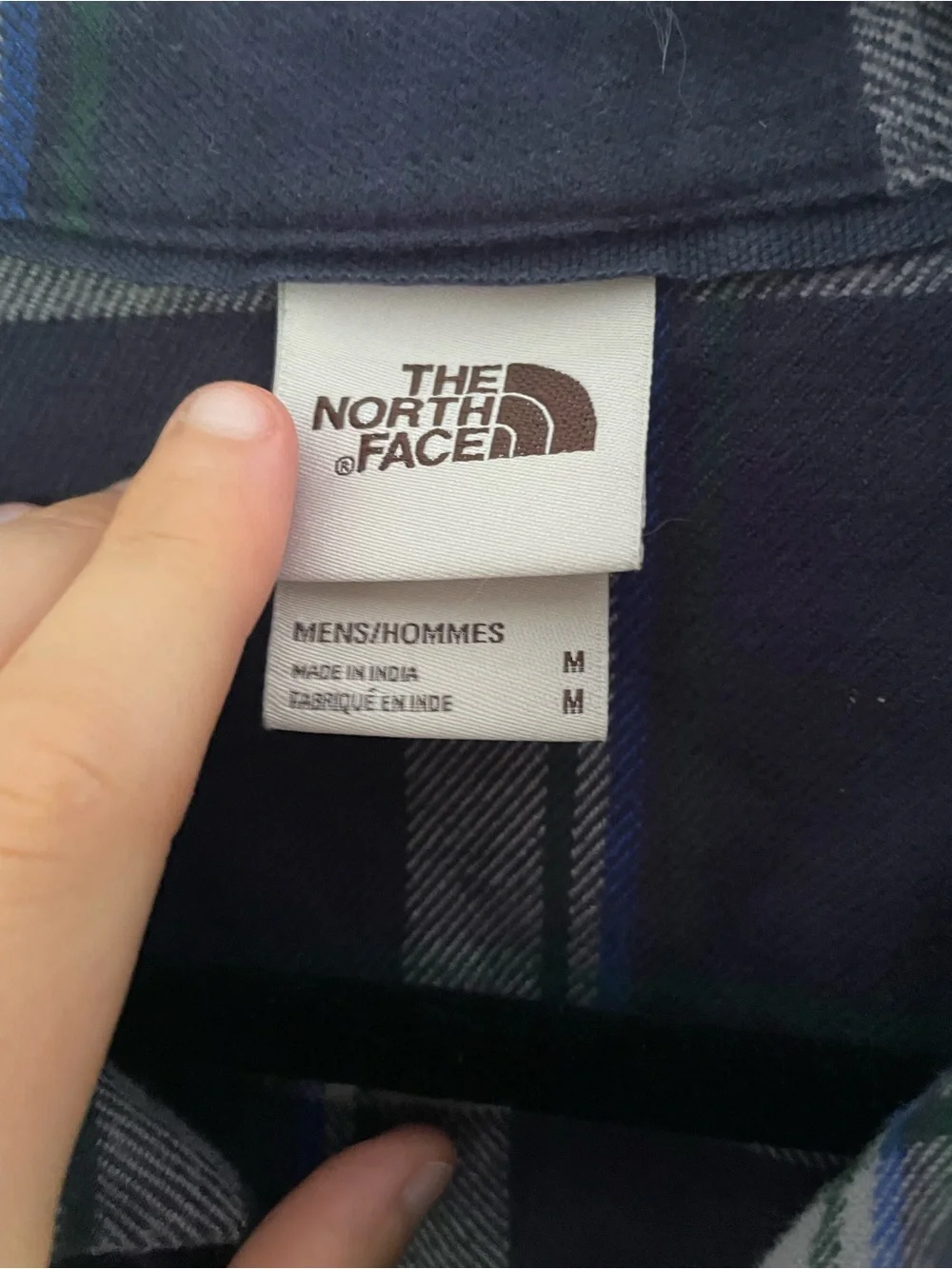 The North Face Men's Gray & Navy Fleece Plaid Button-Down Shirt